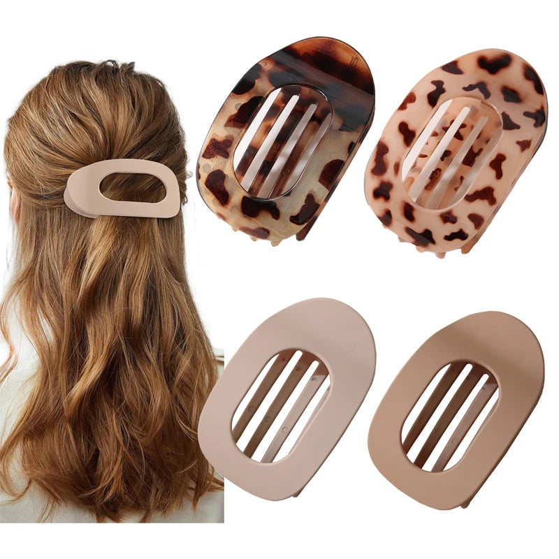 4pc Fashion Oval Flat Hair Clips 