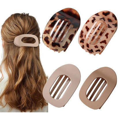 4pc Fashion Oval Flat Hair Clips 