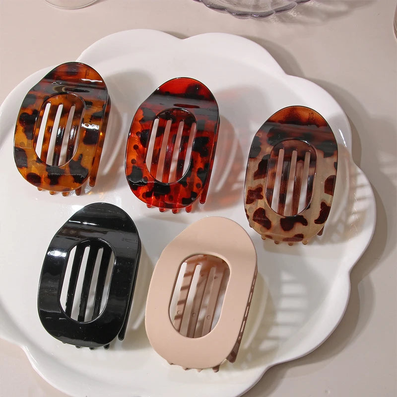 4pc Fashion Oval Flat Hair Clips 