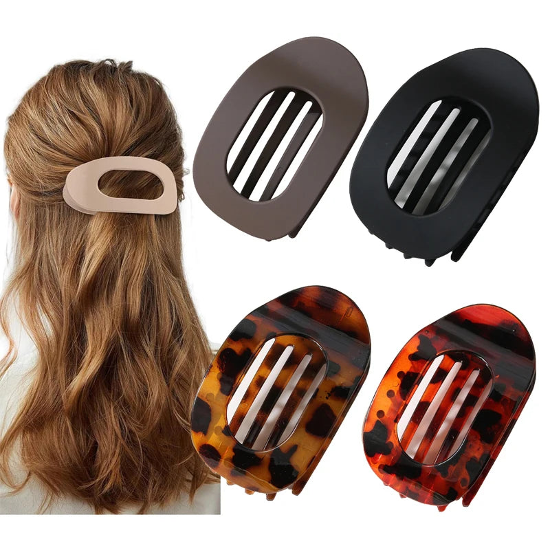 4pc Fashion Oval Flat Hair Clips 