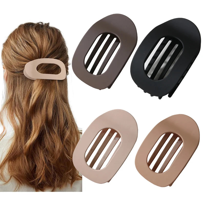 4pc Fashion Oval Flat Hair Clips 